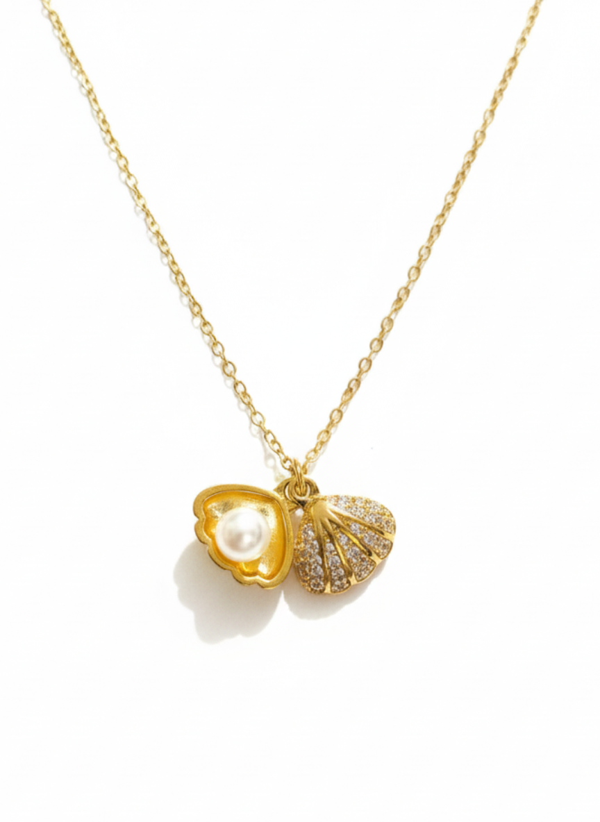 SHELL & PEARL CHAIN PENDENT