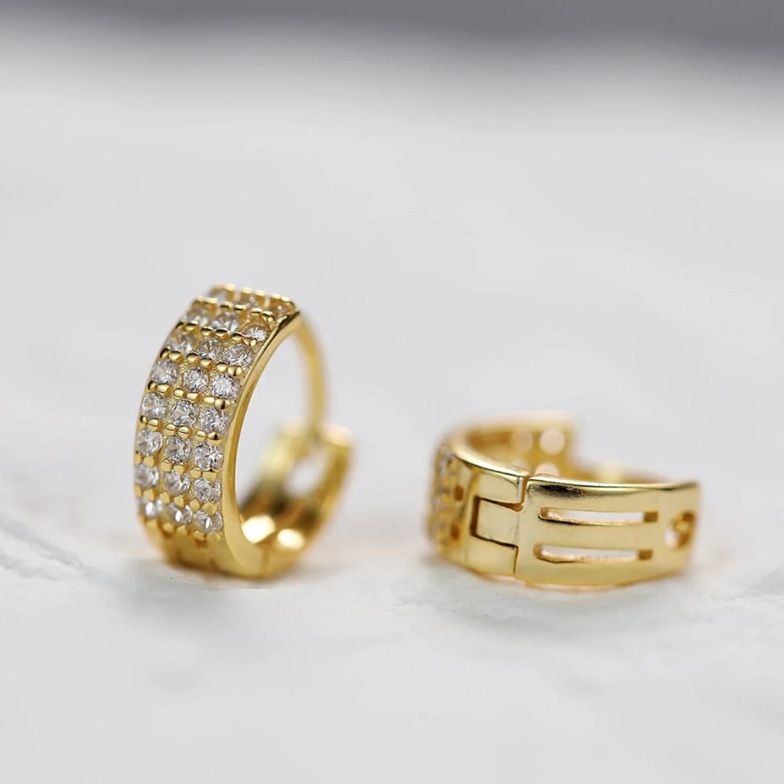 TRIPPLE PAVE EARRINGS