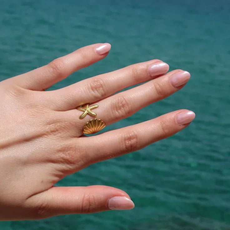 SHELL & STARFISH RING